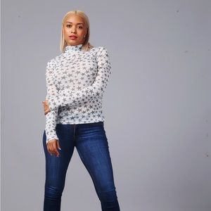 White Sheet Star Turtleneck